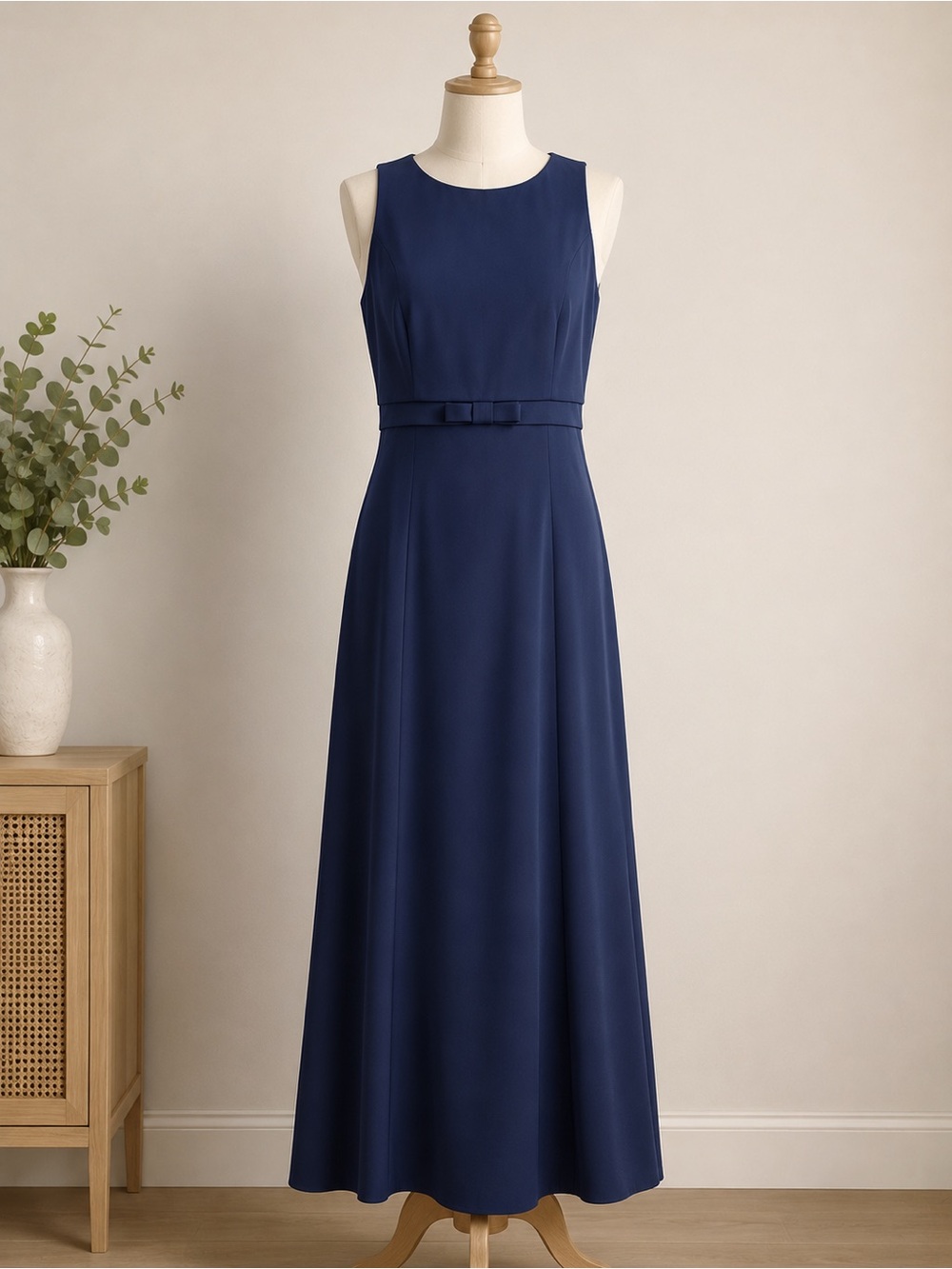 Vintage Scott McClintock Navy Blue Sleeveless Formal Gown Size 4 Made USA